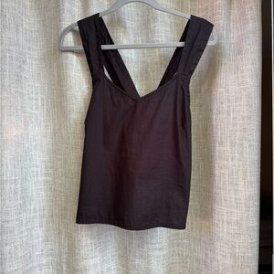 Madewell Reistor Black Sleeveless linen cross back button back Top medium